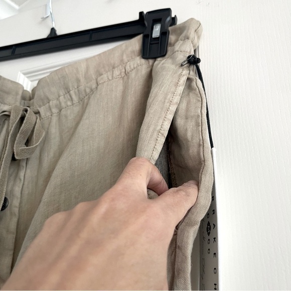 Anthropologie Natalia Linen Wide Leg Pants Women’s L High Waist Crop Boho Tan - Picture 8 of 16